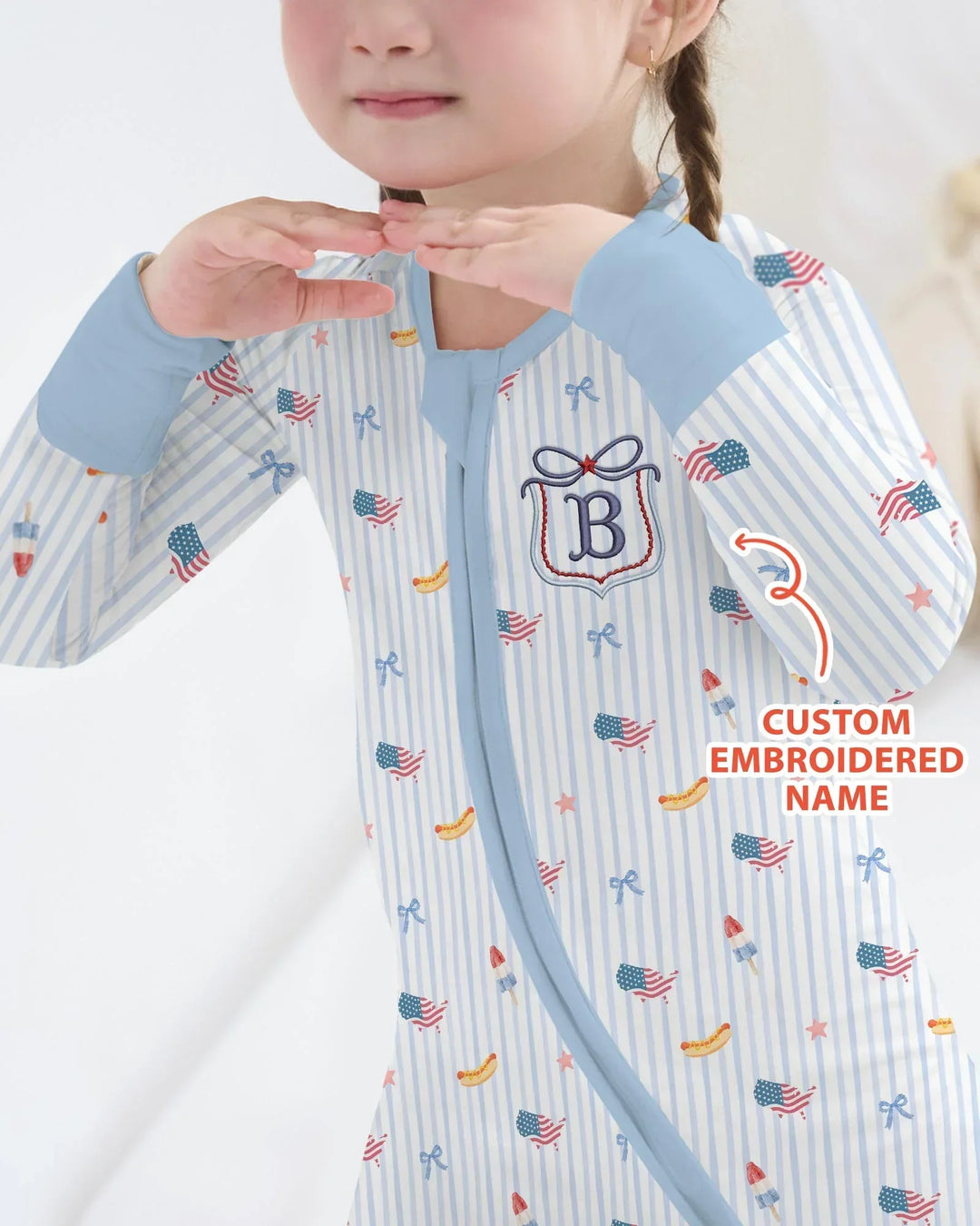 Personalized 4th Of July Embroidered Bamboo Convertible Zippy