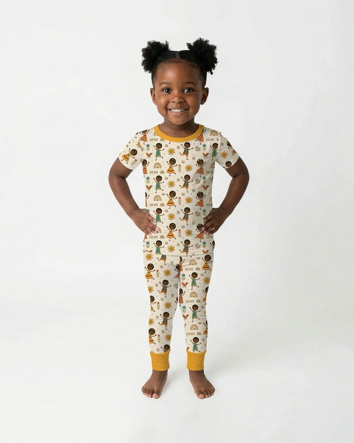 Cute African Heritage Bamboo Two Piece Short Sleeve Pajama Set