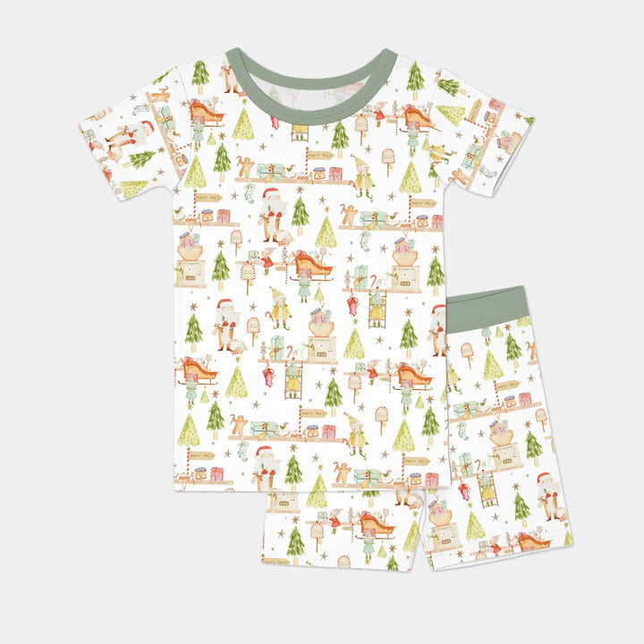 Santa's Workshop Bamboo Two Piece Short Sleeve Shorts Pajama Set