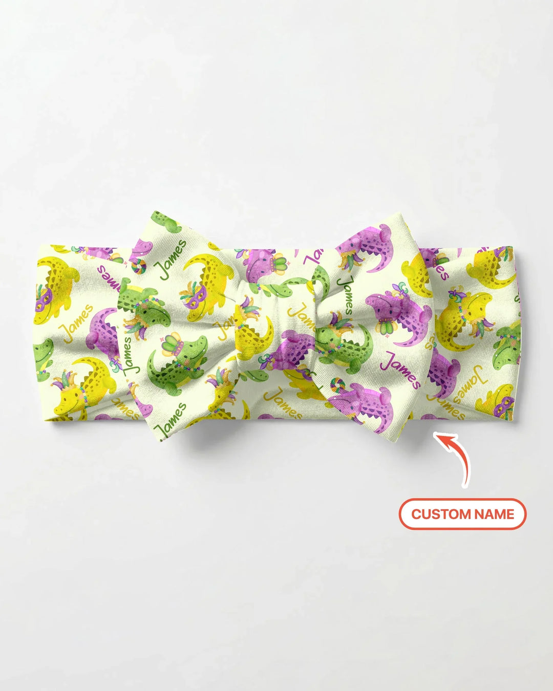 Custom Name Mardi Gras Alligator Headband