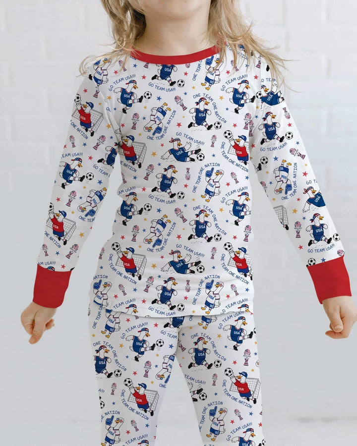 USA Soccer Goose Family Matching Bamboo Two Piece Long Sleeve Pajama Set