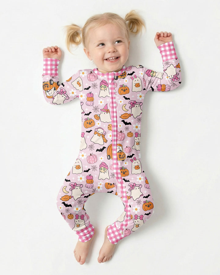 Pink Boo Patch Bamboo Convertible Zippy