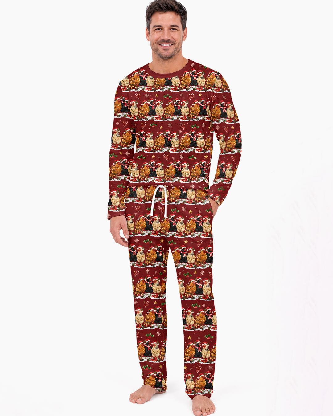 Farm Chicken Christmas Bamboo Men's Pajama Set