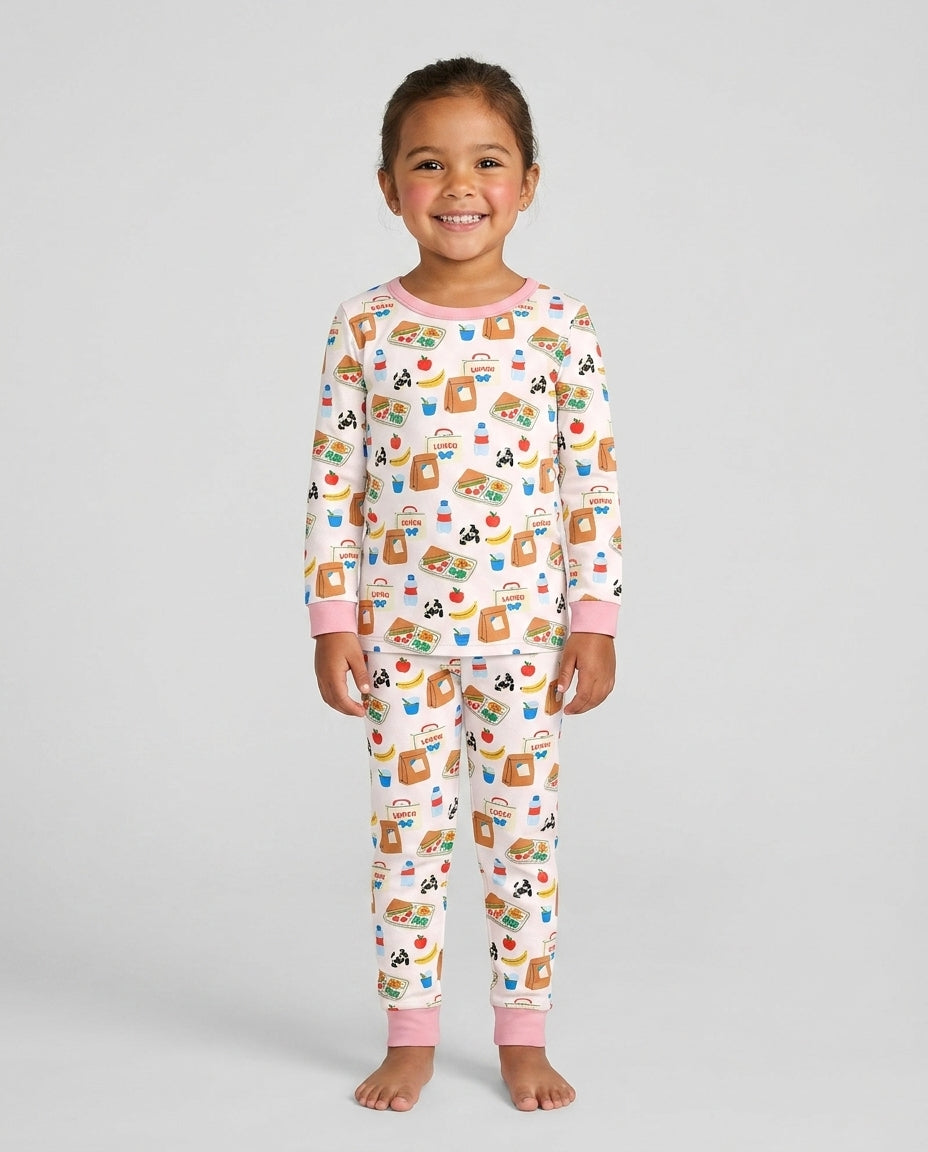 Happy School Lunch Bamboo Two Piece Long Sleeve Pajama Set