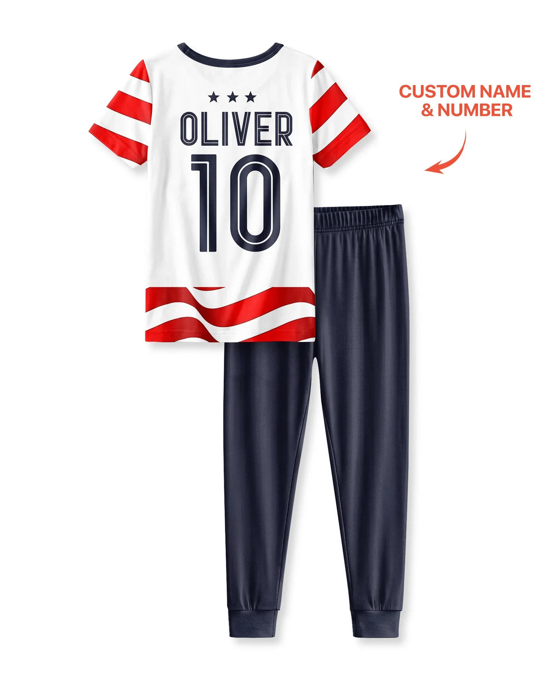 Custom Name USA Spirit Bamboo Two Piece Short Sleeve Pajama Set