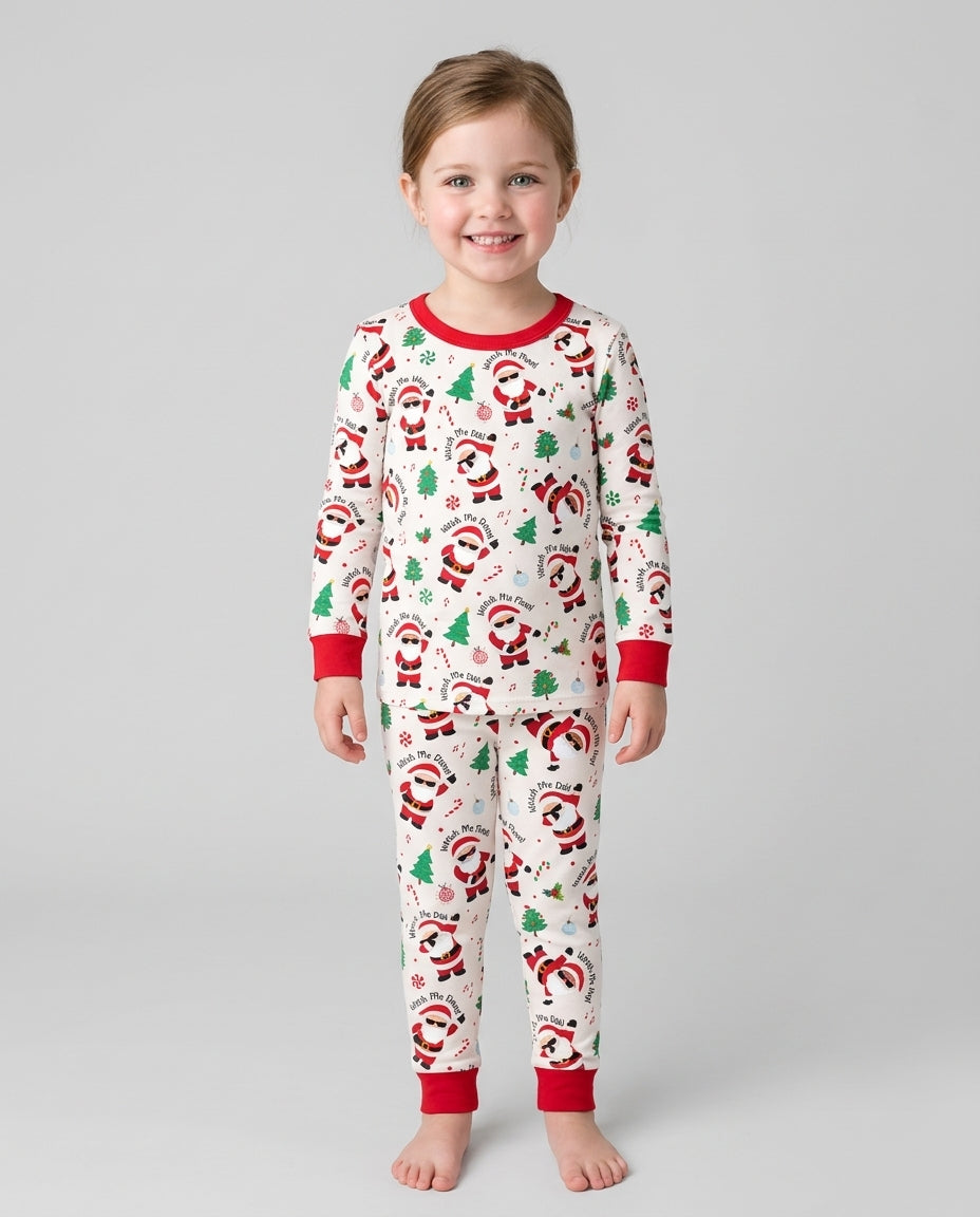 Santa's Christmas Dance Party Bamboo Two Piece Long Sleeve Pajama Set