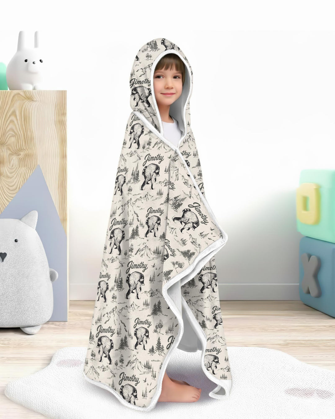 Vintage Jimothy Racoon Family Matching Bamboo Wearable Hooded Blanket