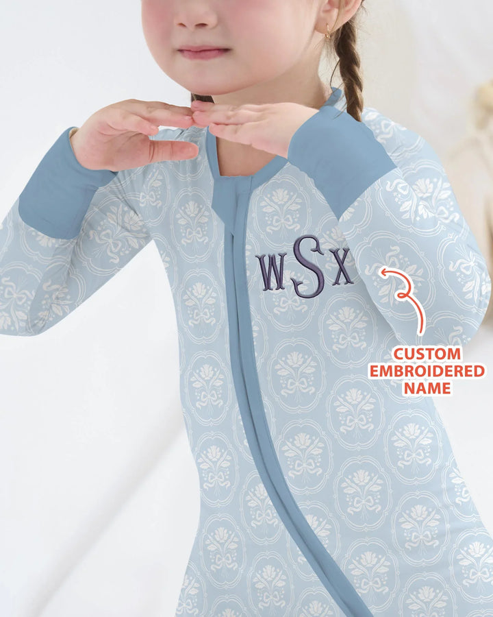 Personalized Floral Embroidered Baby Bamboo Convertible Zippy