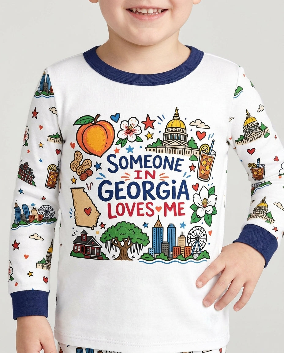Someone in Georgia Loves Me Bamboo Two Piece Long Sleeve Pajama Set