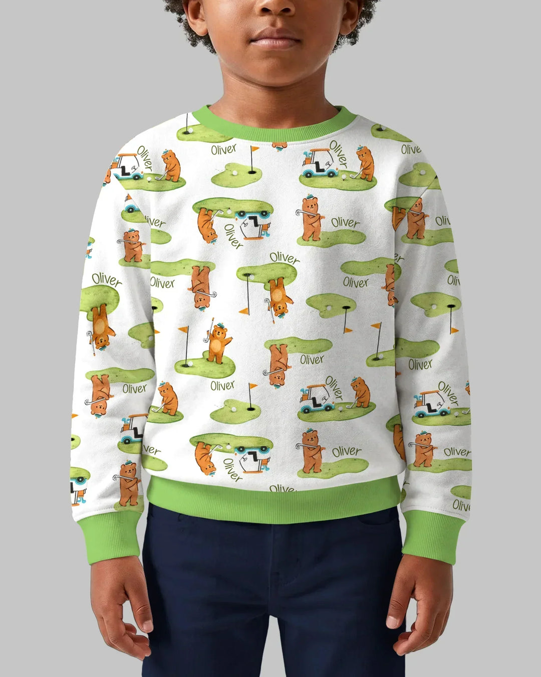 Custom Name Little Bear Golf Club Bamboo Crewneck Sweatshirt