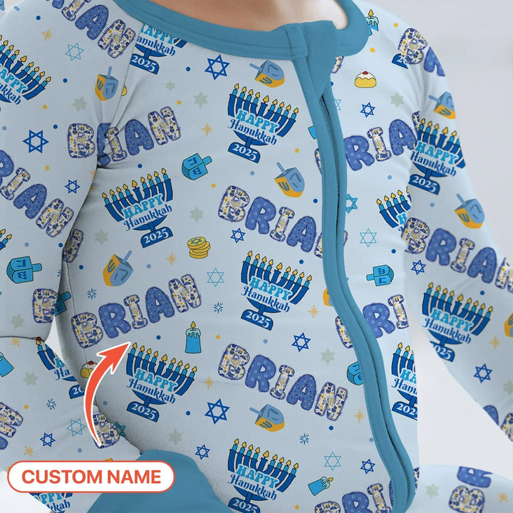 Custom name Happy Hanukkah 2025 Bamboo Convertible Zippy