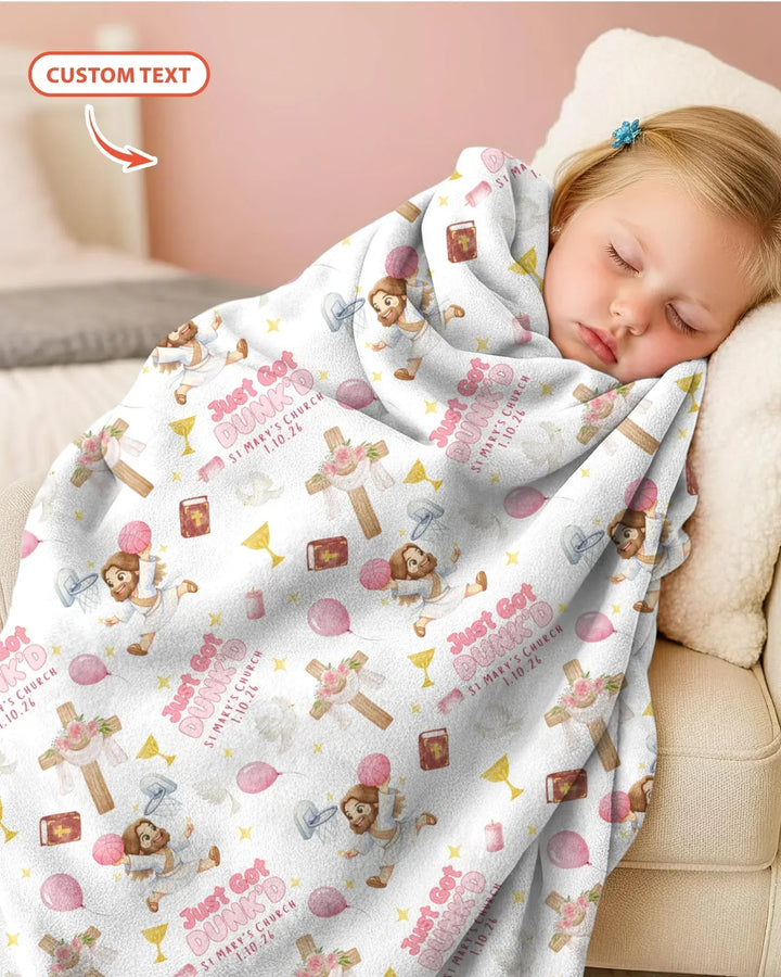 Custom Name Baptism Just Got Dunk'd Bamboo Blanket