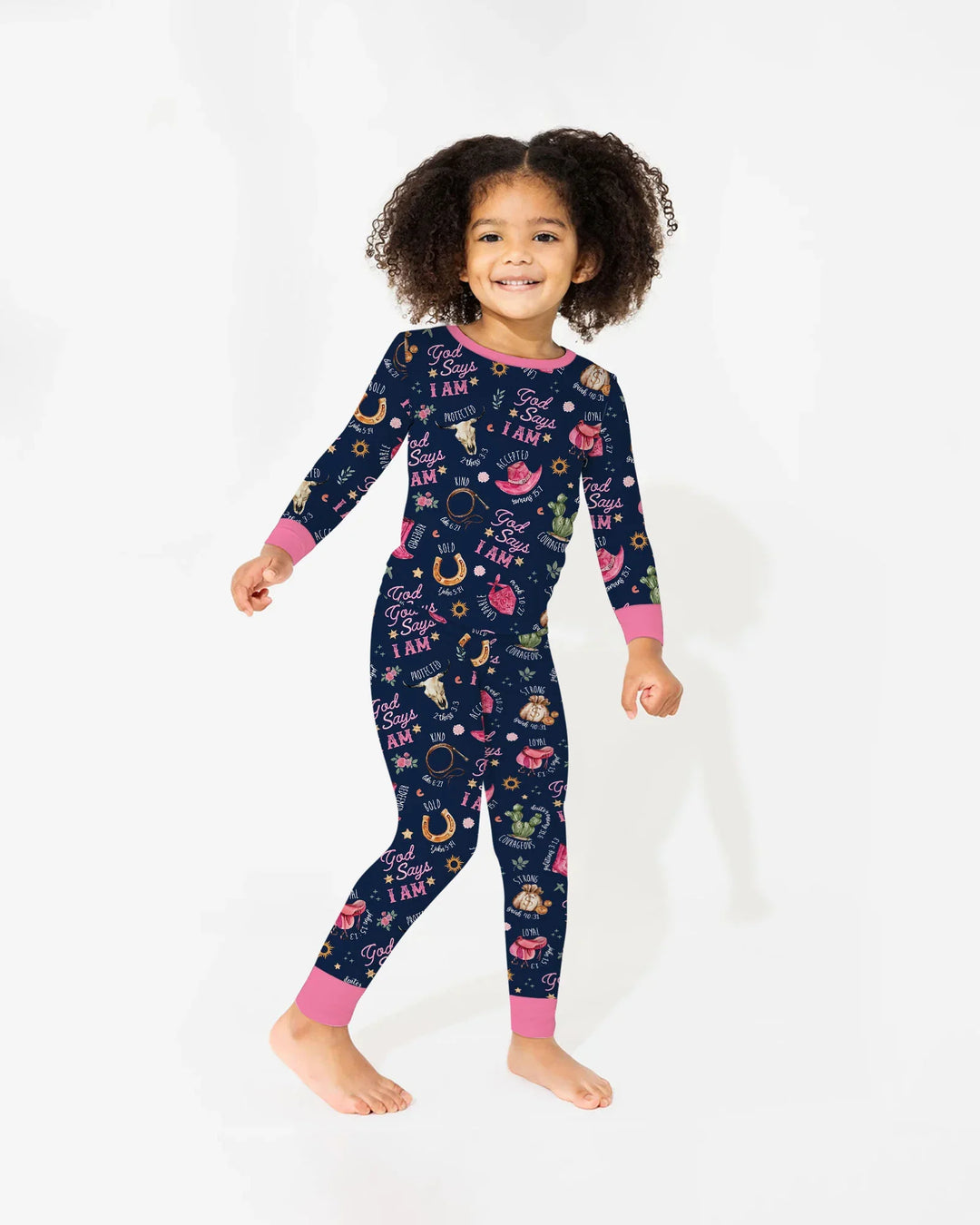 God Says I Am Western Faith Bamboo Two Piece Long Sleeve Pajama Set