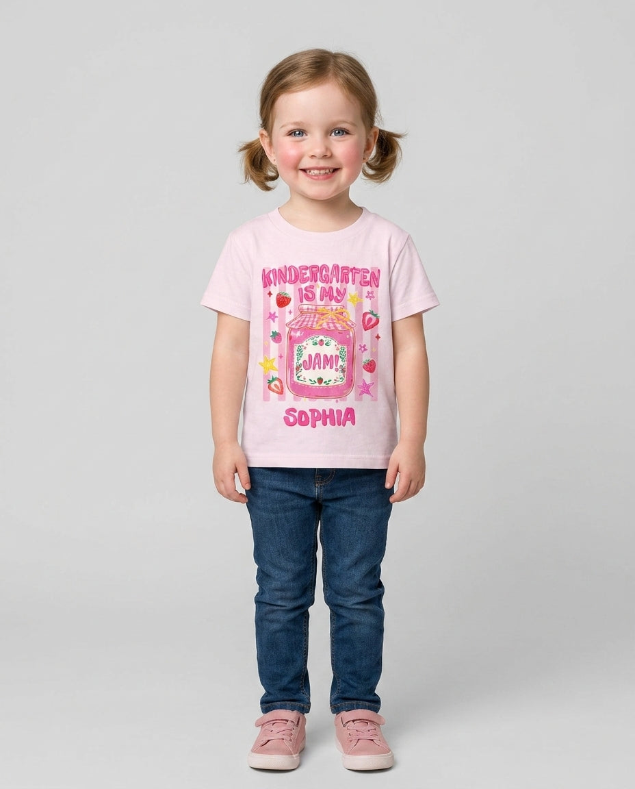 School Coquette Strawberry Custom Name Bamboo Crewneck T-Shirt
