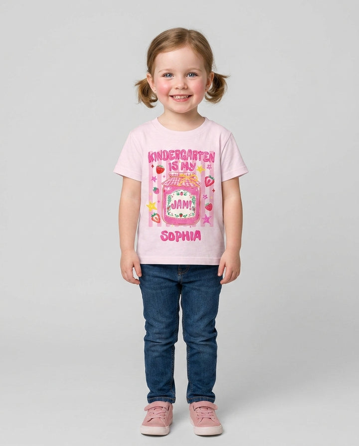 School Coquette Strawberry Custom Name Bamboo Crewneck T-Shirt