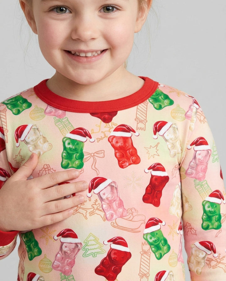Gummy Bear Santa Christmas Bamboo Two Piece Long Sleeve Pajama Set