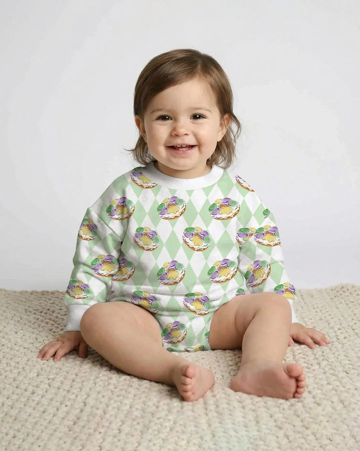 Mardi Gras Donut Bamboo Bubble Romper