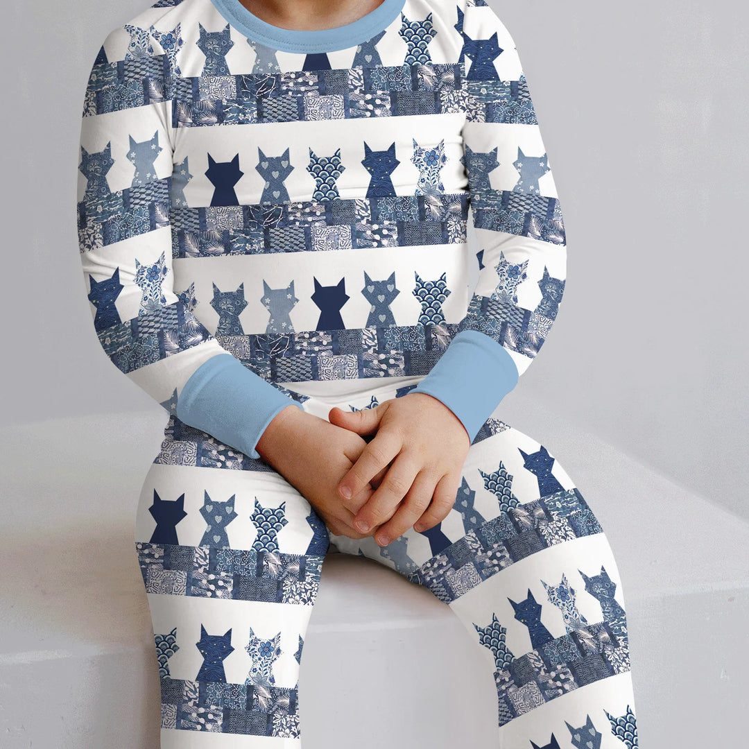 Midnight Feline Bamboo Two Piece Long Sleeve Pajama Set