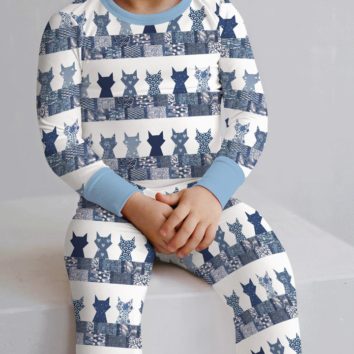 Midnight Feline Bamboo Two Piece Long Sleeve Pajama Set