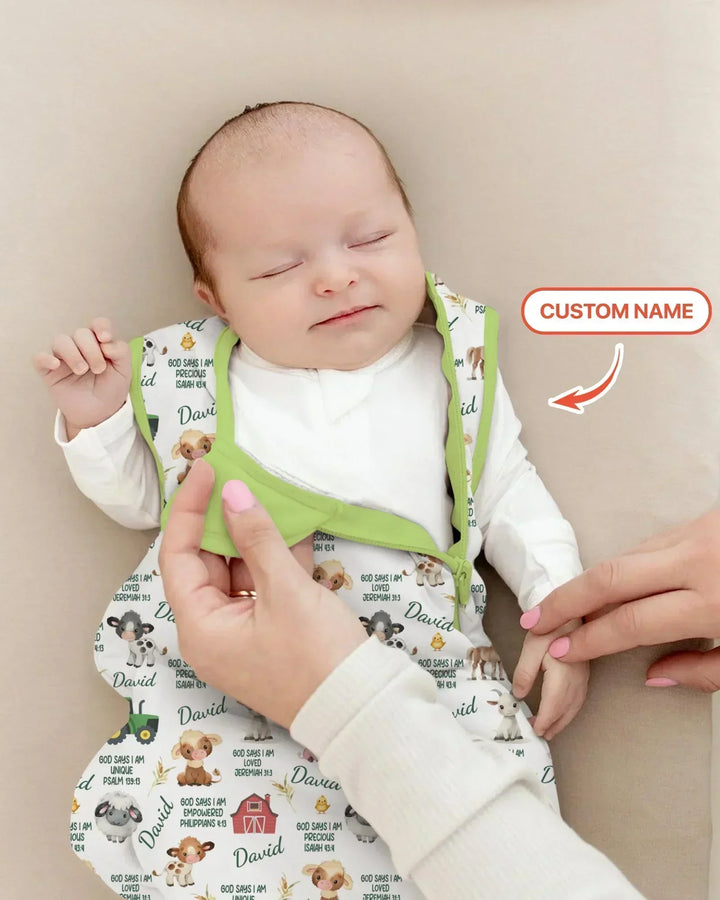 Custom Name God Says I Am Farm Animals Bamboo Sleep Bag