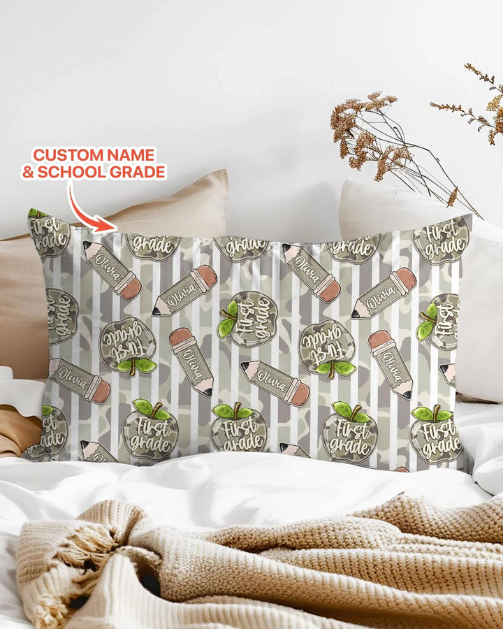 Custom Name Camo Apple Days Bamboo Pillow Case