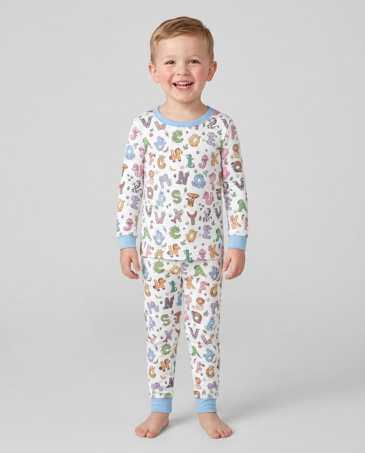 Animals Alphabet Bamboo Two Piece Long Sleeve Pajama Set