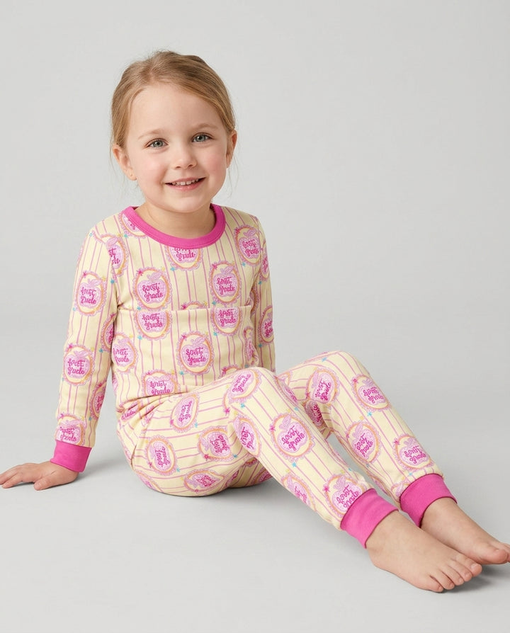 Custom Grade School Sweetie Bamboo Two Piece Long Sleeve Pajama Set