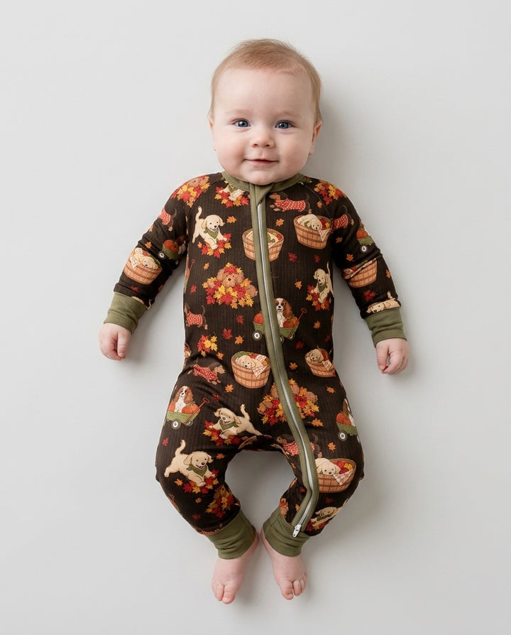 Pups in the Leaves Bamboo Convertible Zippy