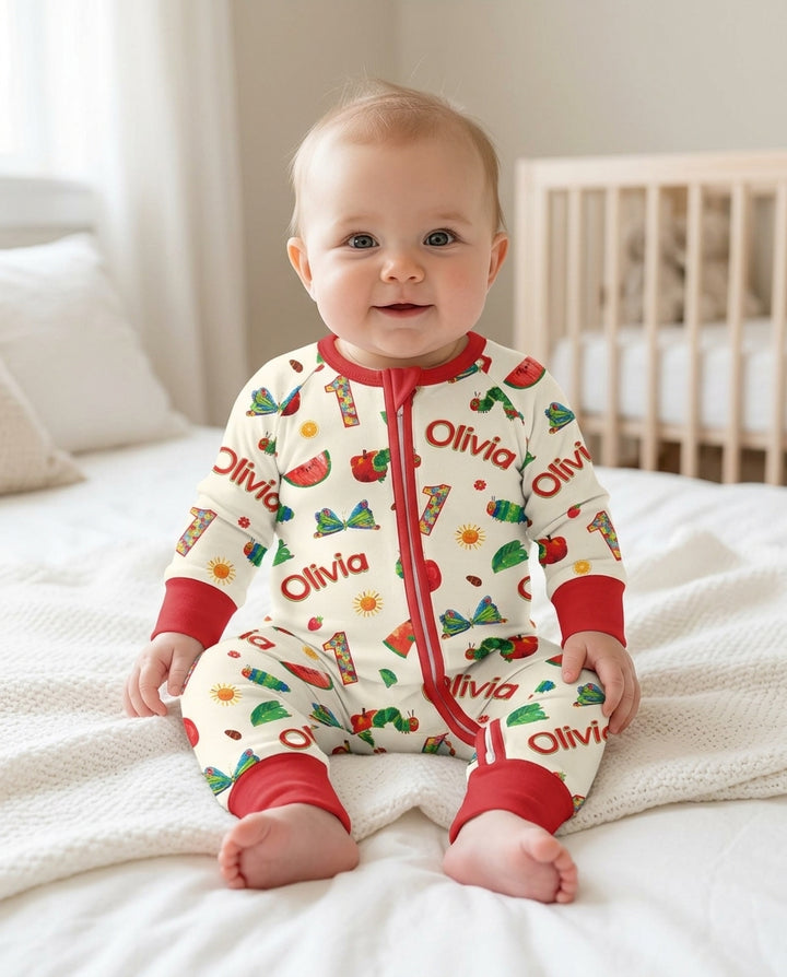 Custom Name and Age Birthday Of Very Hungry Caterpillar Bamboo Convertible Zippy