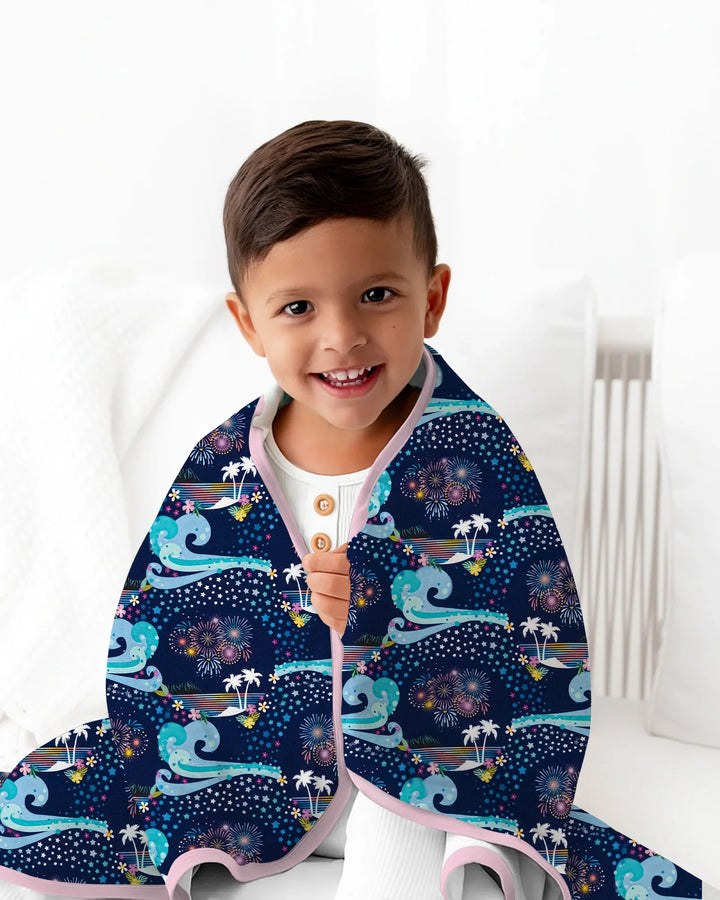 Starlit Surf Celebration Bamboo Blanket