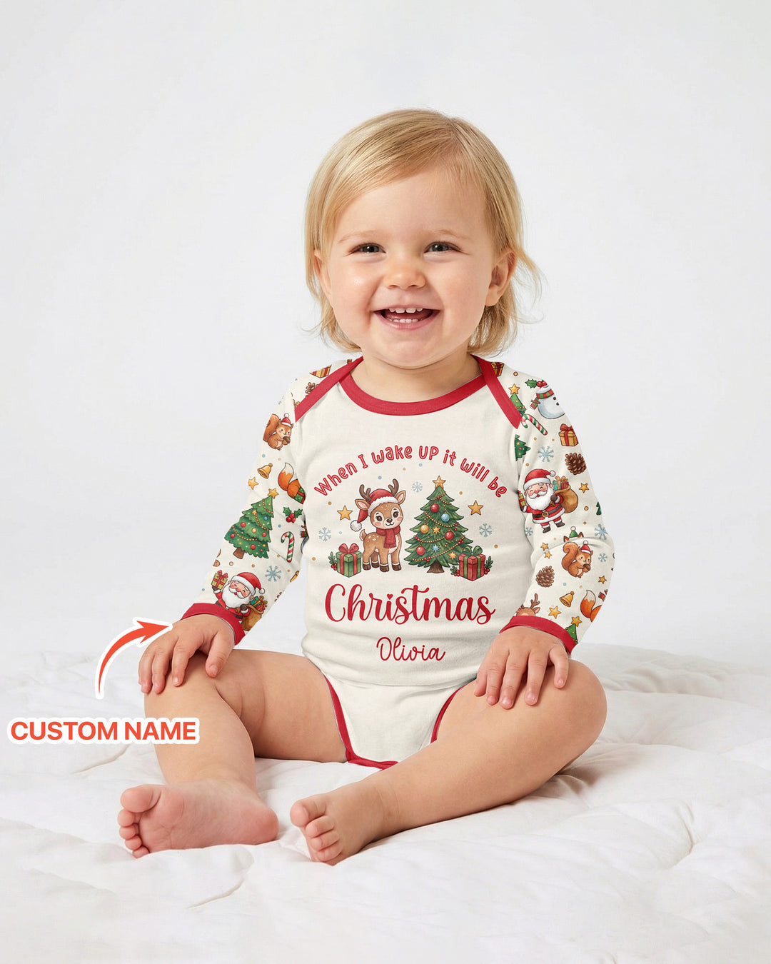 Custom Name When I Wake Up It's Will Be Christmas Bamboo Bodysuit