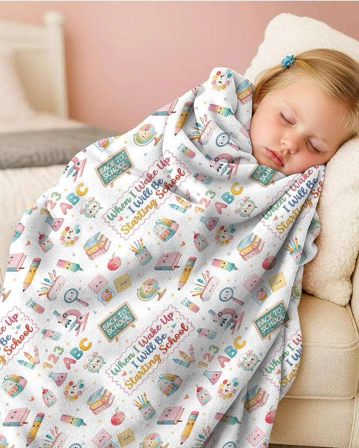 When I Wake Up I Will Be Starting School Bamboo Blanket