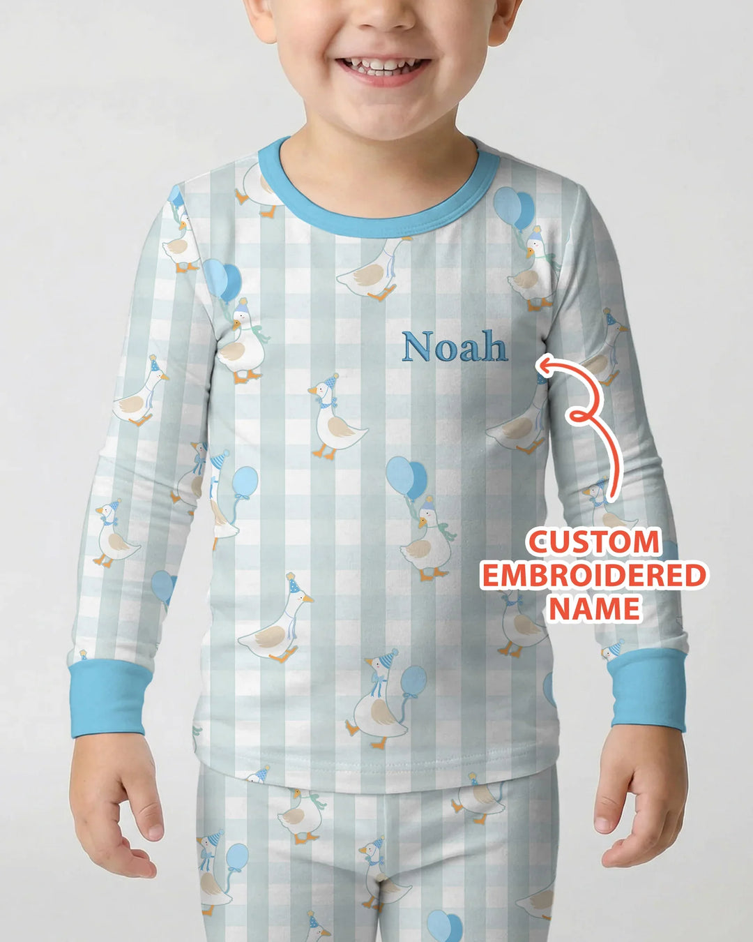 Custom Embroidered Birthday Boy/Girl Baby Bamboo Two Piece Long Sleeve Pajama Set