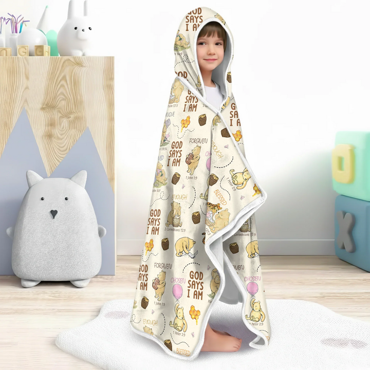 God Says I Am Little Blessings Bamboo Wearable Hooded Blanket