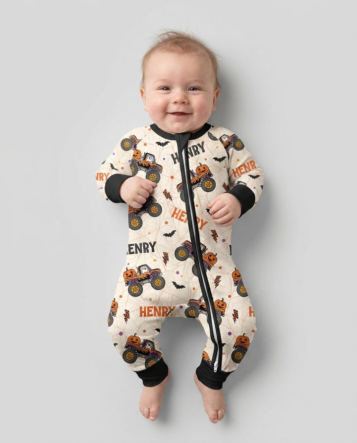 Custom Name Halloween Monster Truck Bamboo Convertible Zippy