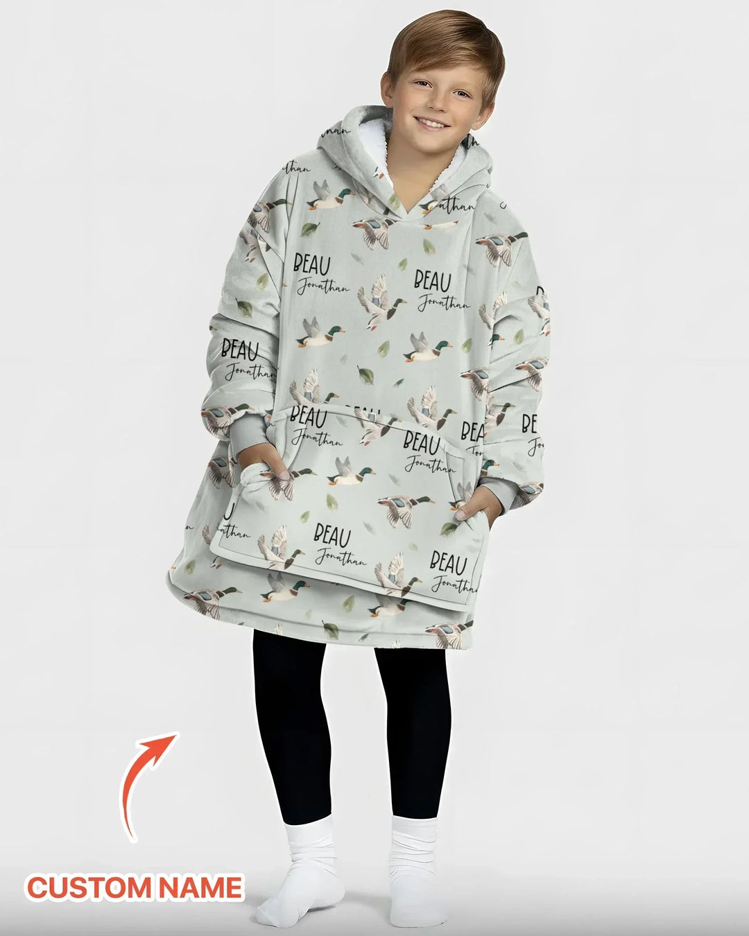 Custom Name Mallard Duck Bamboo Blanket Hoodie
