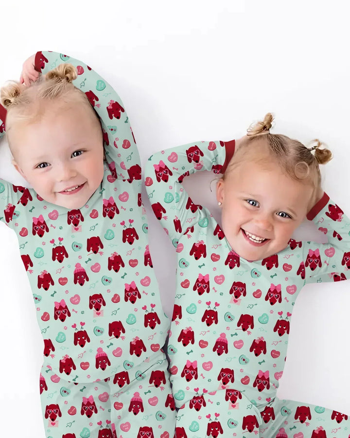 Dachshund Is My Valentine Bamboo Two Piece Long Sleeve Pajama Set
