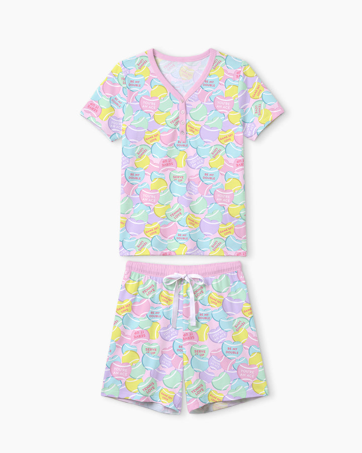 Tennis Candy Family Matching Bamboo Women Short Sleeve Short Pajama Set