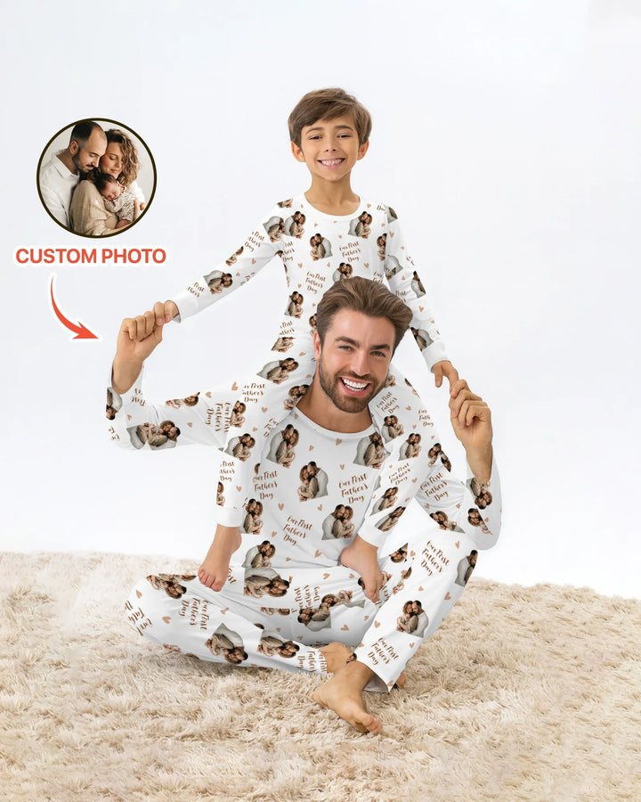 Custom Photo Our First as Parents Bamboo Men's Pajama Set