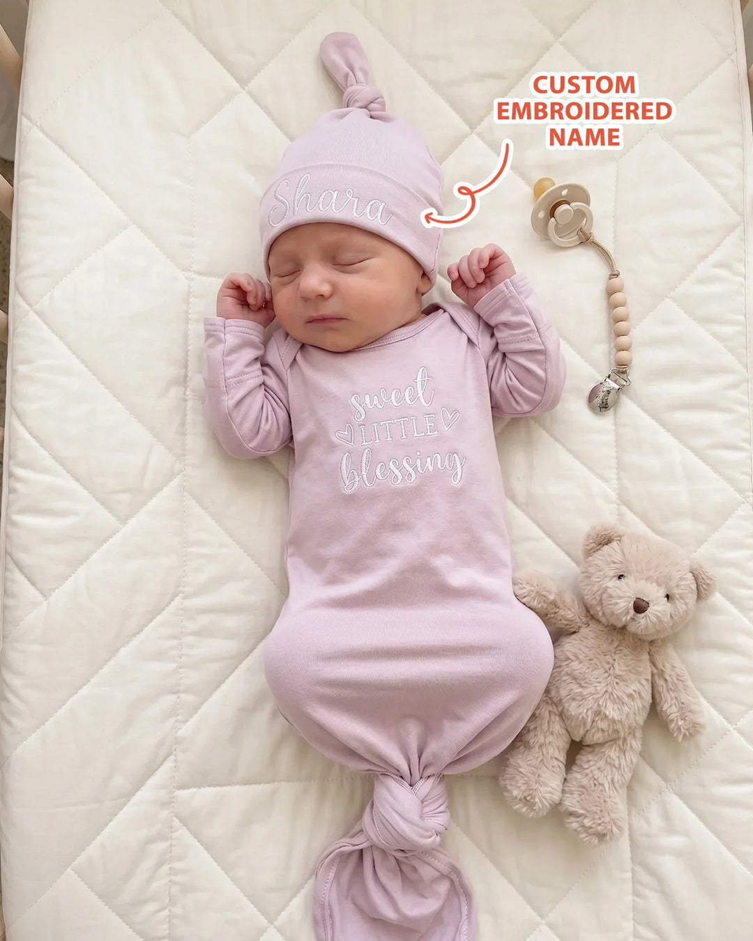 Personalized Little Blessing Embroidered Bamboo Welcome Home Bundle