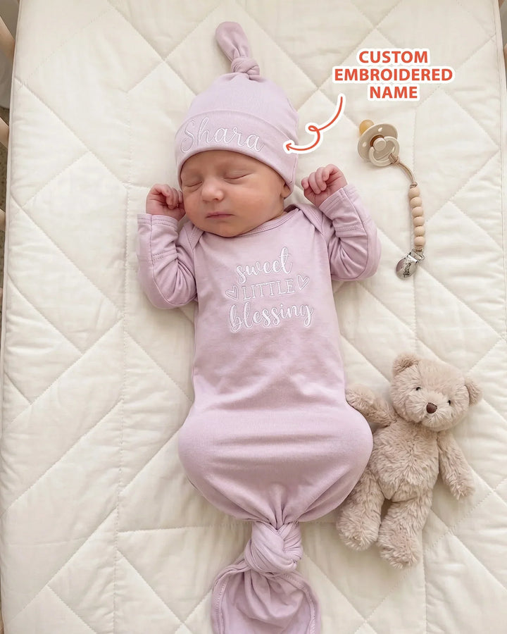 Personalized Little Blessing Embroidered Bamboo Welcome Home Bundle