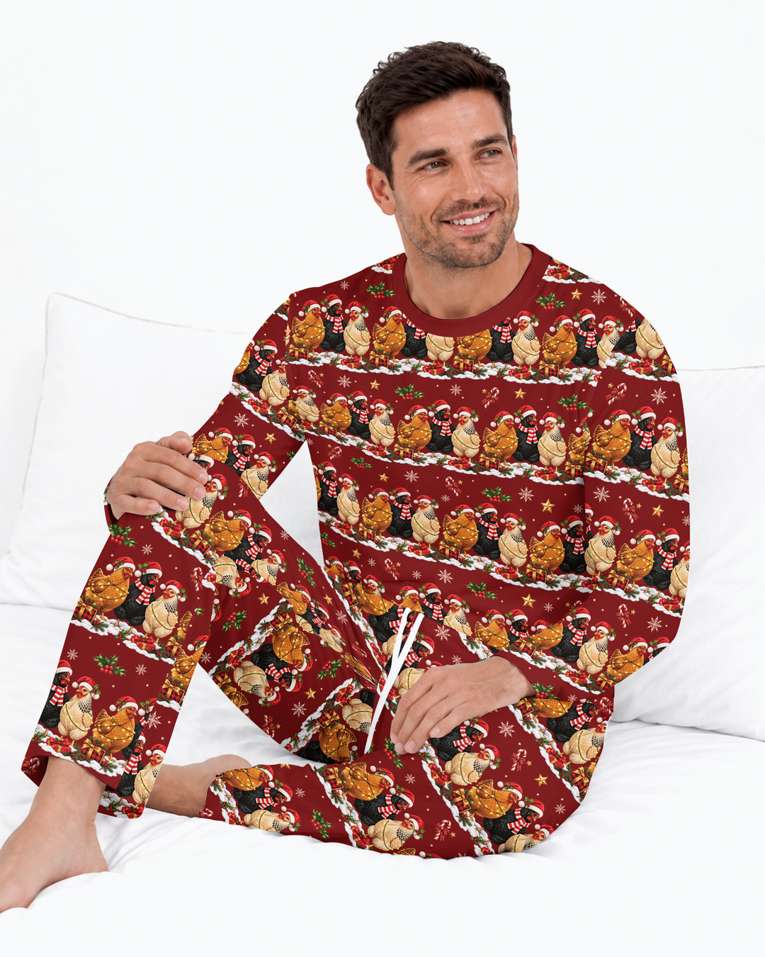 Farm Chicken Christmas Bamboo Men's Pajama Set