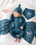 Personalized Royal Horse Embroidered Bamboo Welcome Home Bundle