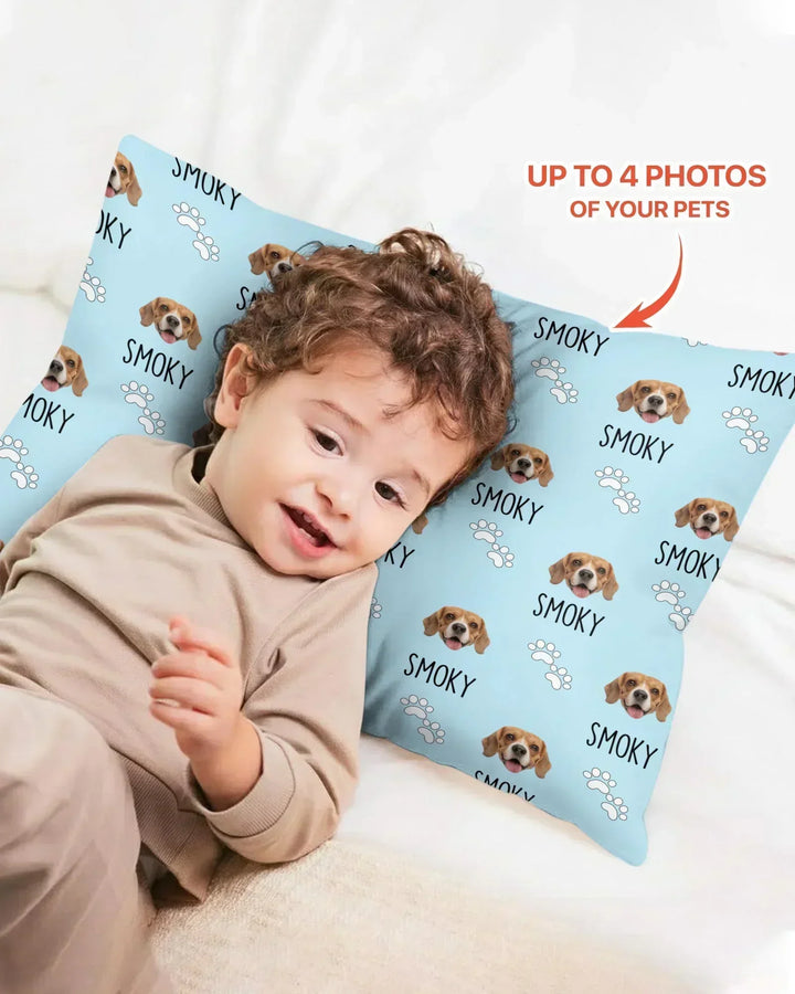 Custom Name and Pet Photos Bamboo Pillow Case