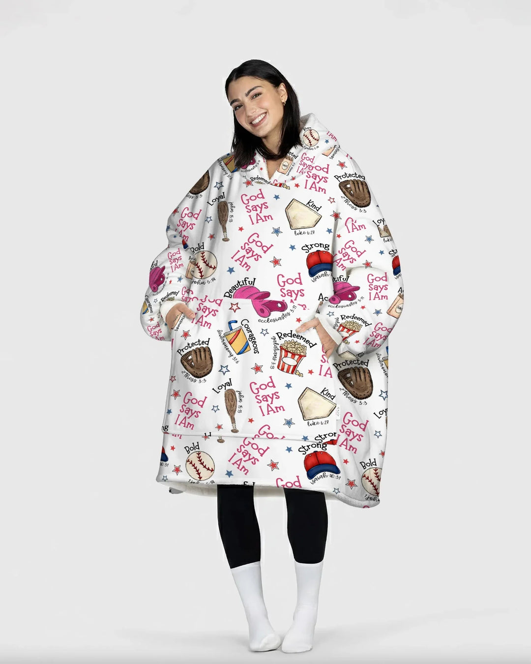 Christian Baseball Wearable Bamboo Blanket Hoodie