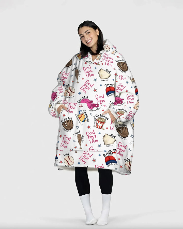 Christian Baseball Wearable Bamboo Blanket Hoodie