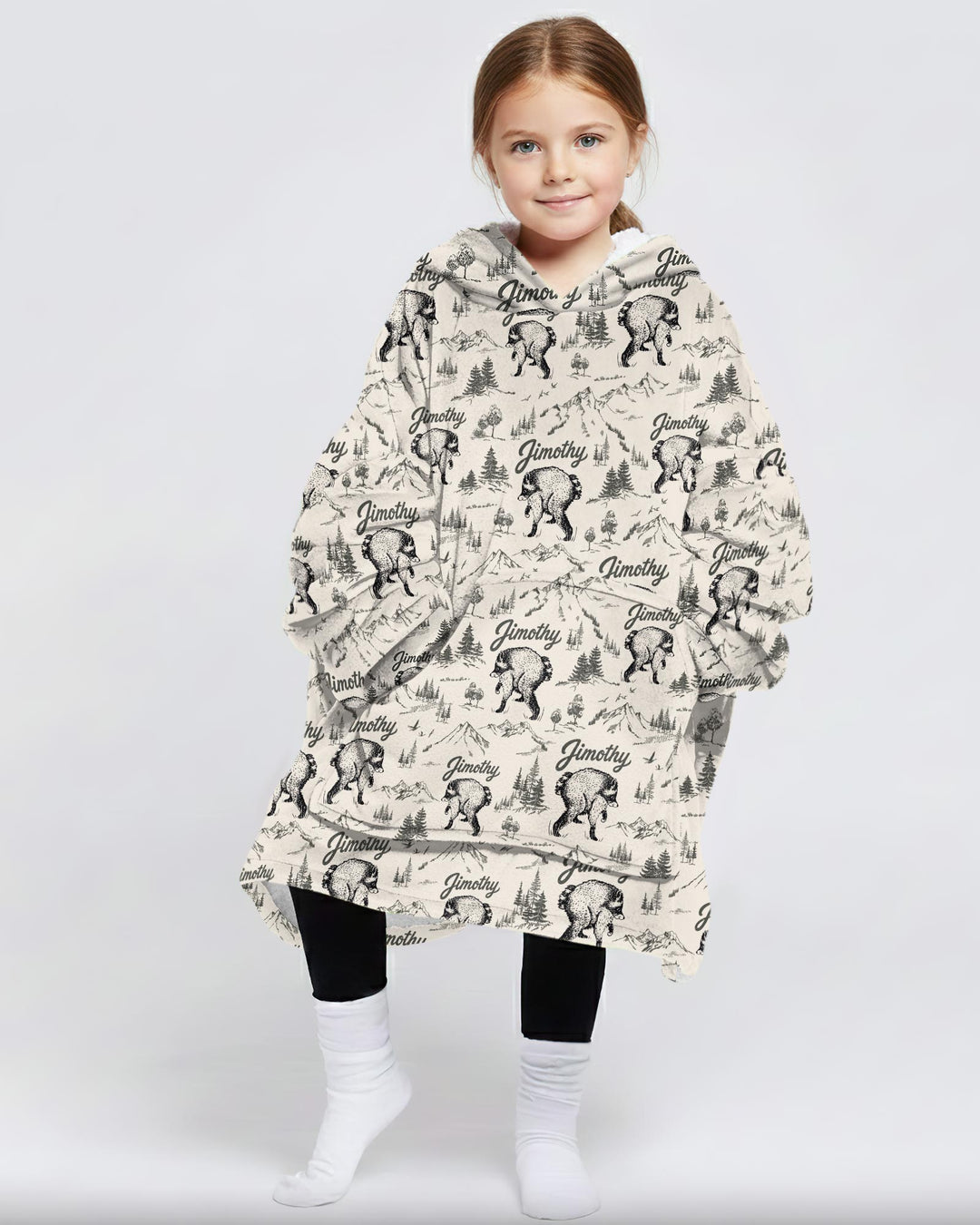 Vintage Jimothy Racoon Family Matching Bamboo Blanket Hoodie