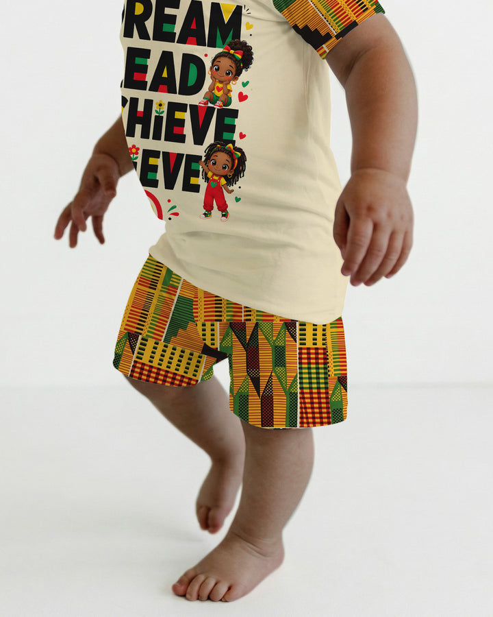 Black Girl Dream Lead Achieve Believe Bamboo Two Piece Short Sleeve Shorts Pajama Set