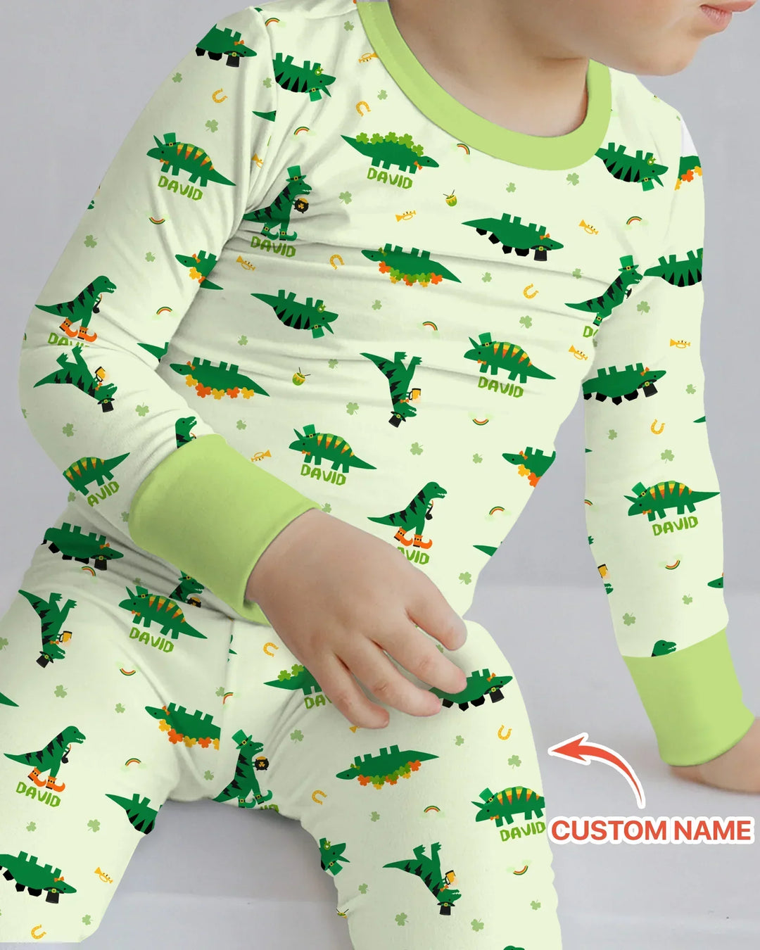 Lucky Dino Bamboo Two Piece Long Sleeve Pajama Set