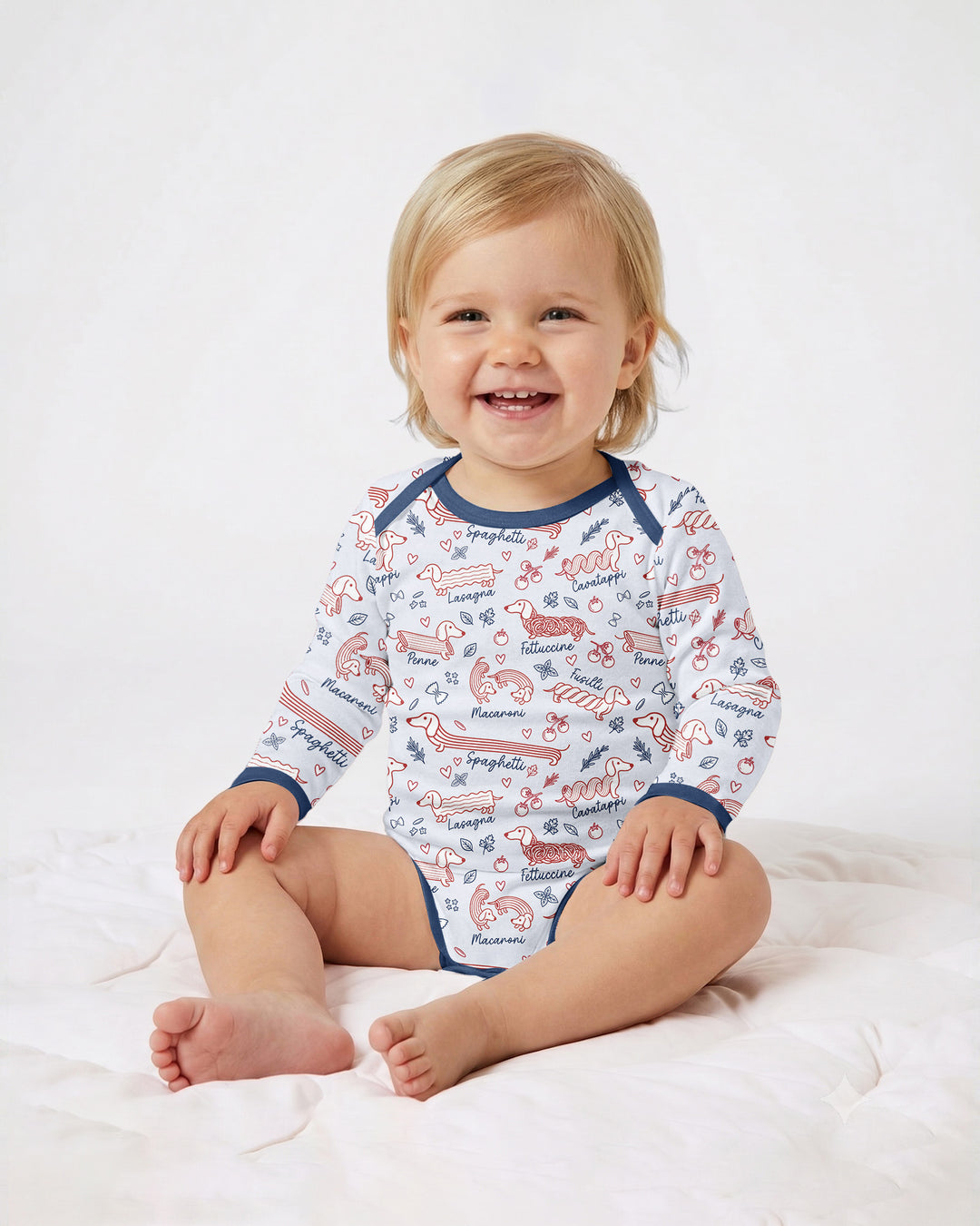 Funny Dachshund Pasta Pups Bamboo Bodysuit